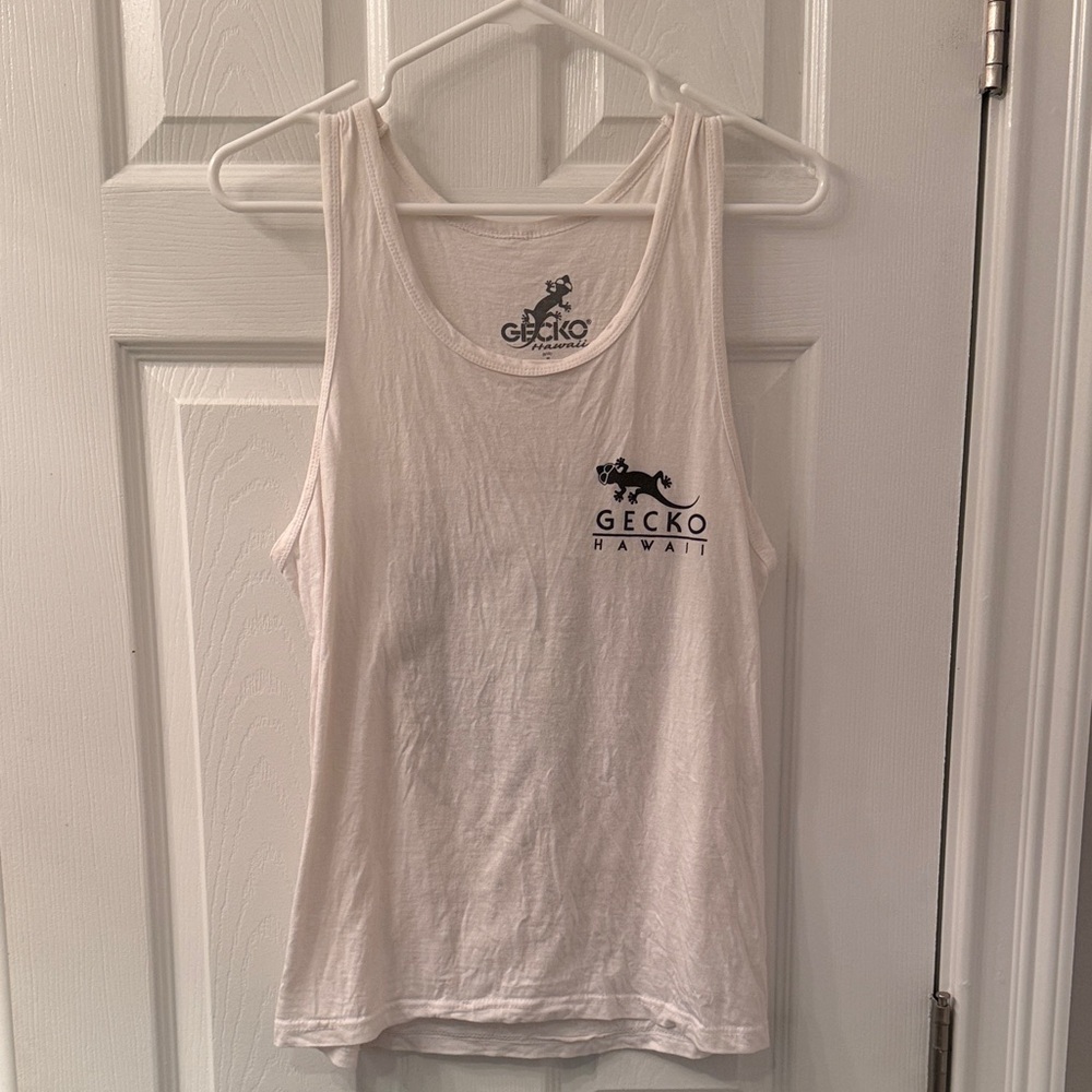 Gecko Hawaii White Tank Top - Small